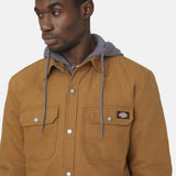 FLEECE HOODED DUCK SHIRT JACK RELAXED | Brown Duck